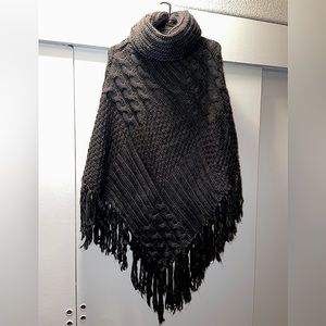 Gray Knit Poncho